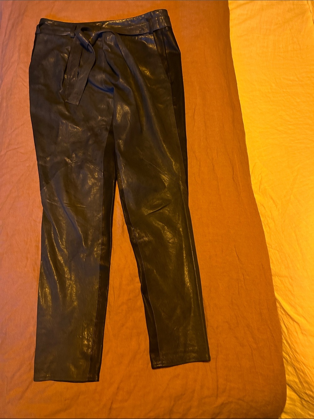 Helmut Lang Real Lamb Leather Tie-Waist Trousers